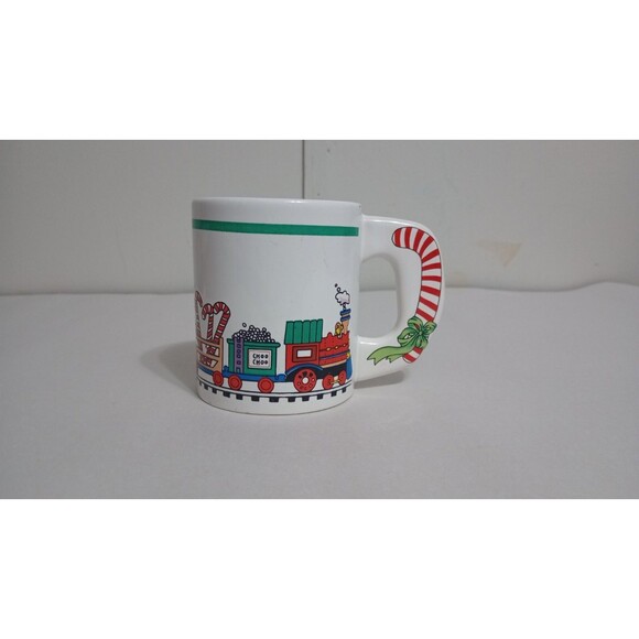 Alco Fancy Handle Decorated Christmas Mug  Holiday Decor Vtg Train - Picture 1 of 6
